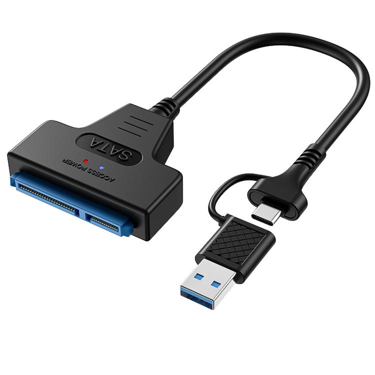 Câble adaptateur USB 3.0/USB-C vers SATA 22 broches pour disque dur/SSD d'ordinateur portable 2,5 pouces, 25 cm