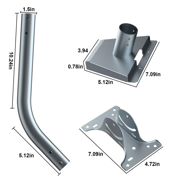 Pour support de base Starlink Gen 3 / V4, poteau courbé, poteau droit