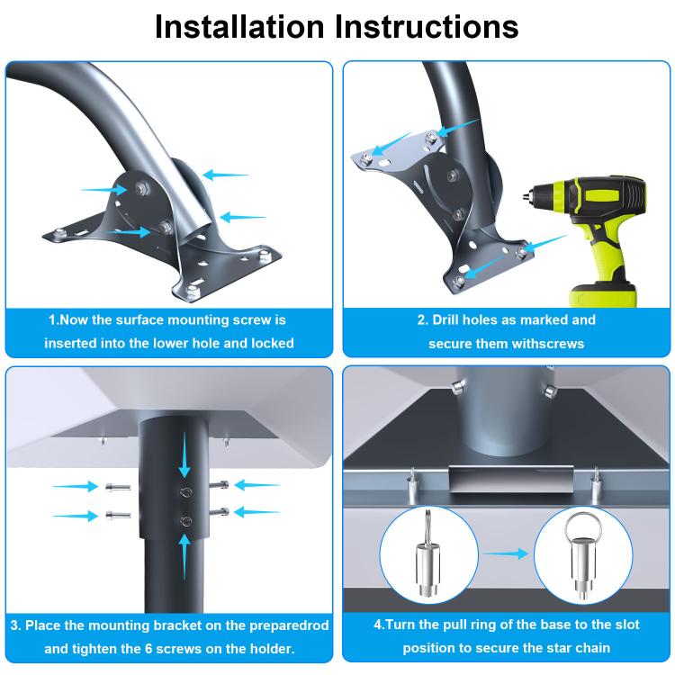 Pour support de base Starlink Gen 3 / V4, poteau courbé, poteau droit