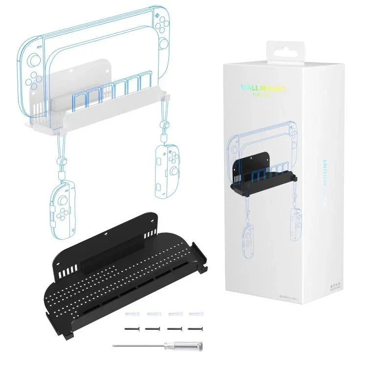 Support mural pour Nintendo Switch 2/Switch/Switch OLED et Joy-Con avec rangement pour cartes de jeu