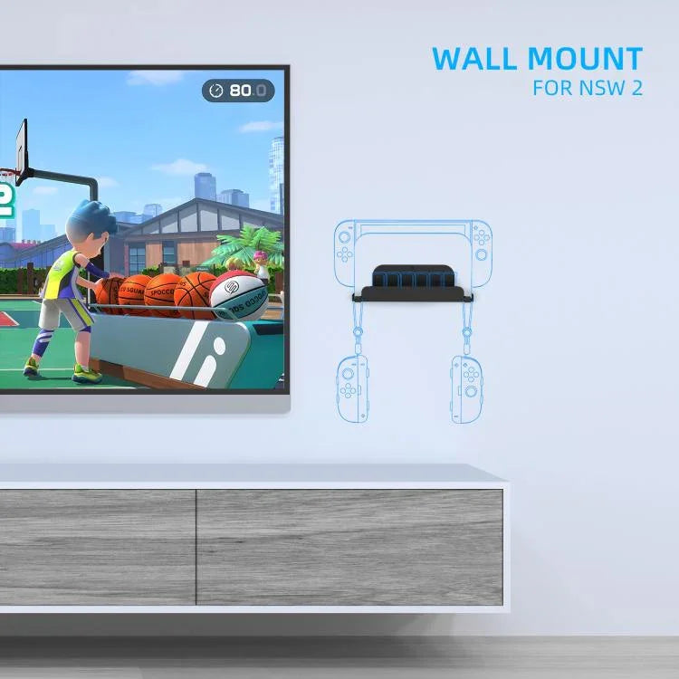 Support mural pour Nintendo Switch 2/Switch/Switch OLED et Joy-Con avec rangement pour cartes de jeu