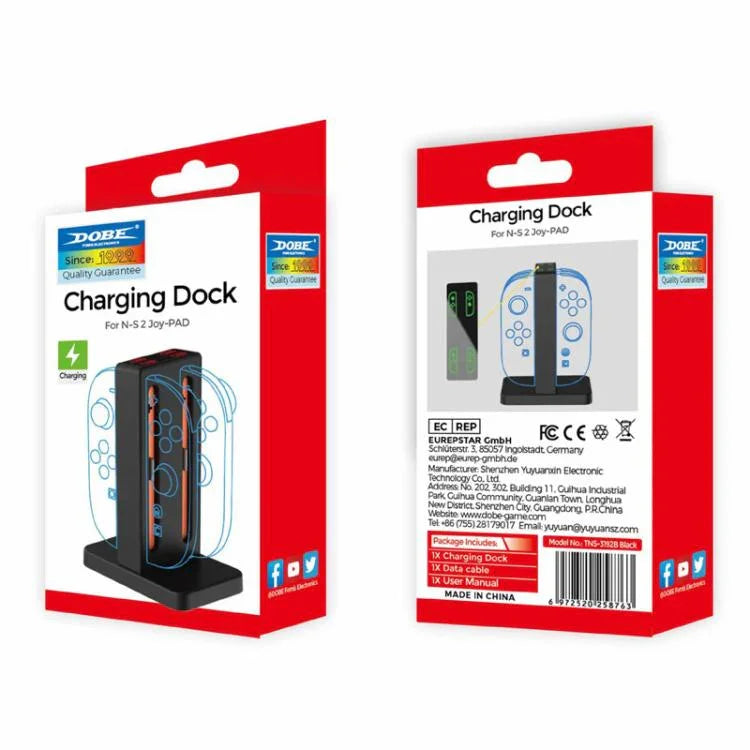 Station de charge magnétique DOBE 4-en-1 pour manettes Nintendo Switch 2 avec indicateurs LED et rangement pour cartouches, TNS-3192B
