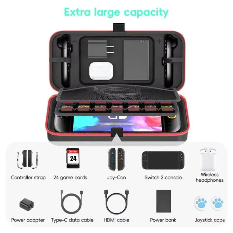 Pour Nintendo Switch 2 OIVO Étui de transport EVA grande capacité avec support intégré, 24 emplacements pour cartes de jeu