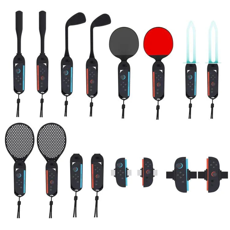 Kit sportif KJH 16-en-1 pour Nintendo Switch 2 Manettes Joy-Con détachables avec raquette de tennis, club de golf, batte de baseball