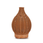Diffuseur d'humidité et d'aromathérapie ultrasonique en rotin creux 100 ml avec lumières LED 7 couleurs, USB 5 V, prise UE 24 V
