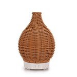 Diffuseur d'humidité et d'aromathérapie ultrasonique en rotin creux 100 ml avec lumières LED 7 couleurs, USB 5 V, prise UE 24 V