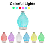 Diffuseur d'humidité et d'aromathérapie ultrasonique en rotin creux 100 ml avec lumières LED 7 couleurs, USB 5 V, prise UE 24 V
