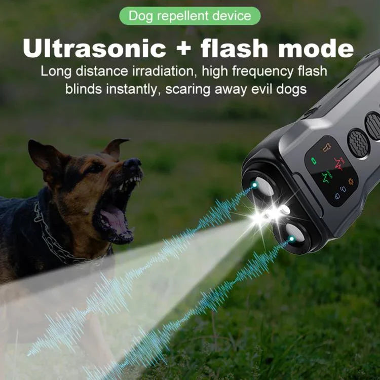 P9 Appareil anti-aboiement à ultrasons double tête rechargeable avec écran couleur, feu arrière à LED, P9