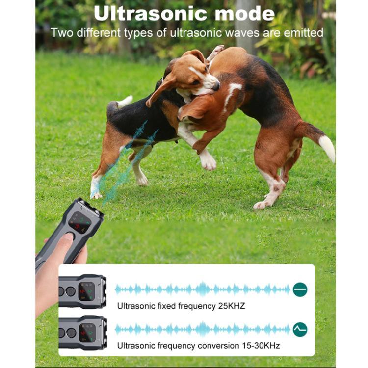 P9 Appareil anti-aboiement à ultrasons double tête rechargeable avec écran couleur, feu arrière à LED, P9