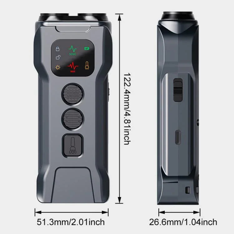 P9 Appareil anti-aboiement à ultrasons double tête rechargeable avec écran couleur, feu arrière à LED, P9
