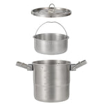 3000ml 16cm Heightened Outdoor Pots 304 Stainless Steel Outdoor Cooking Kettles, CLS Handle, CLS Dual-ear