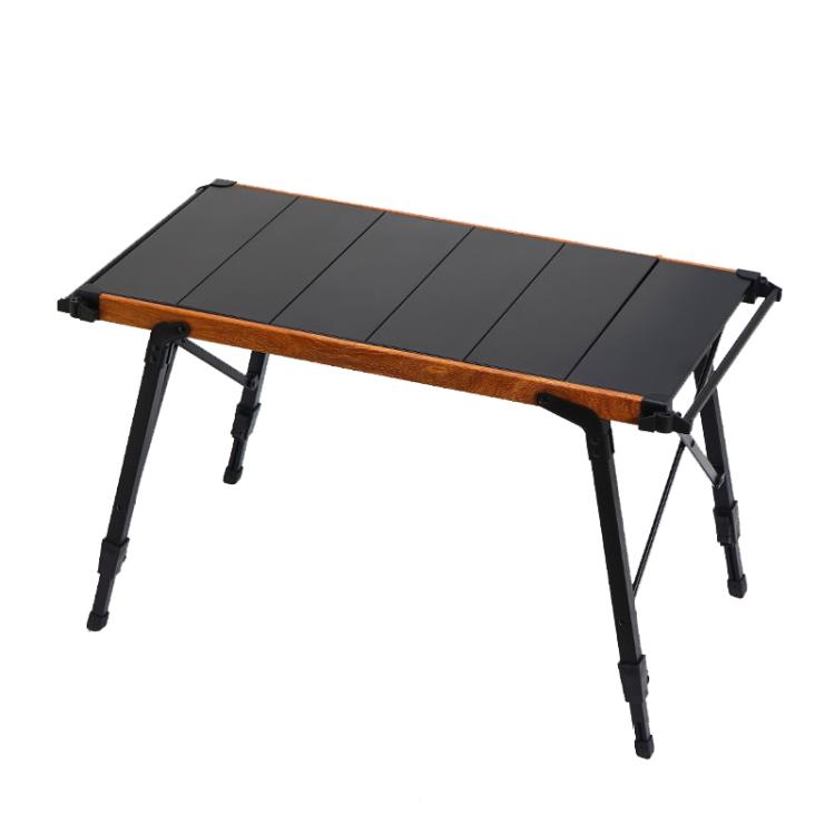 Table de camping pliante en aluminium CLS Outdoor Egg Roll, 8245 6 lattes, 9545 pliée 7 lattes, 8744 Noir, 8744 Grain de bois, 8744 Noir+4 crochets PU, 8744 Grain de bois+4 crochets PU