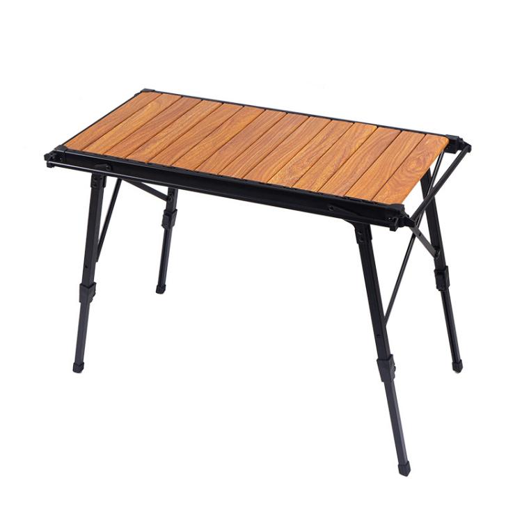 Table de camping pliante en aluminium CLS Outdoor Egg Roll, 8245 6 lattes, 9545 pliée 7 lattes, 8744 Noir, 8744 Grain de bois, 8744 Noir+4 crochets PU, 8744 Grain de bois+4 crochets PU