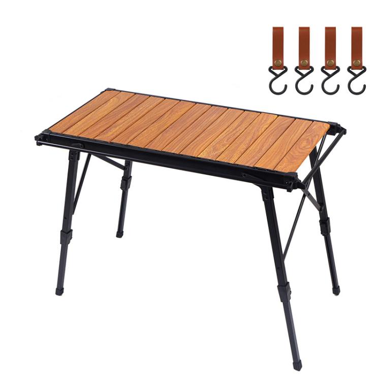 Table de camping pliante en aluminium CLS Outdoor Egg Roll, 8245 6 lattes, 9545 pliée 7 lattes, 8744 Noir, 8744 Grain de bois, 8744 Noir+4 crochets PU, 8744 Grain de bois+4 crochets PU