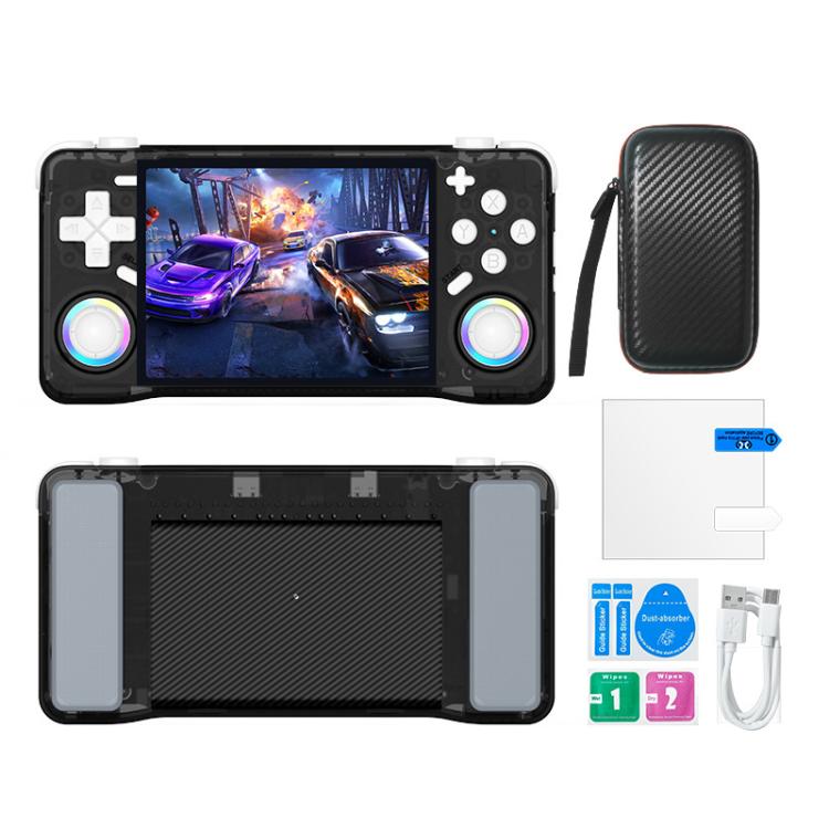 XF35H Console de jeu rétro portable 3,5 pouces avec système Linux et lumière RGB, lecteur de jeux vidéo de poche, 64G, 128G