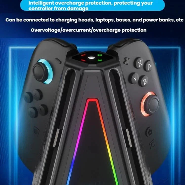 Pour Nintendo Switch 2 Manettes Joy-Con Base de charge triangulaire 4 en 1 avec lumière RGB, S219