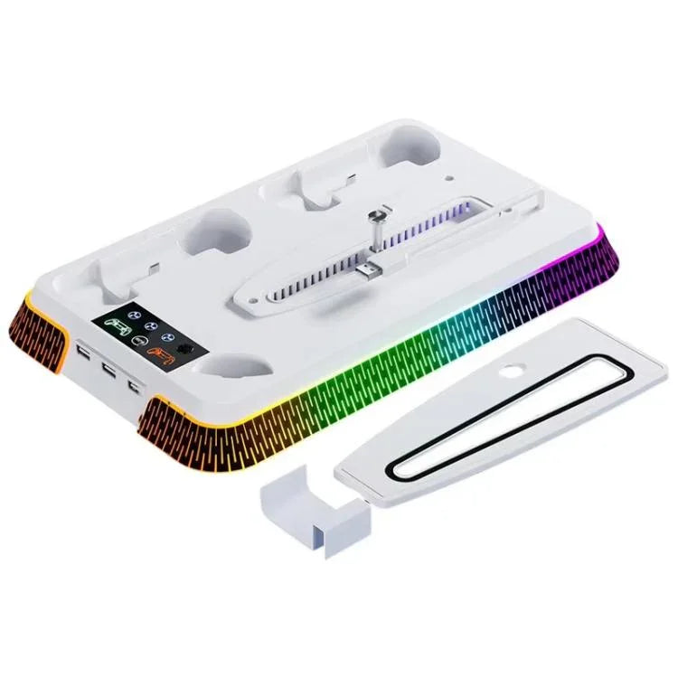 Base de refroidissement multifonctionnelle avec double poignée et station de charge pour PS5 Pro / PS5 Slim / PS5, YH66S style piano avec lumière colorée blanche, YH66S style piano avec lumière colorée noire, YH66 blanc, YH66 noir blanc, YH66 noir