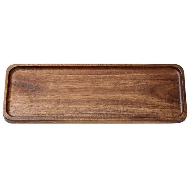 Plateau de thé en bois de cassia, assiette à fruits et desserts, Ellipse petit, Ellipse moyen, Ellipse grand, Carré petit, Carré grand