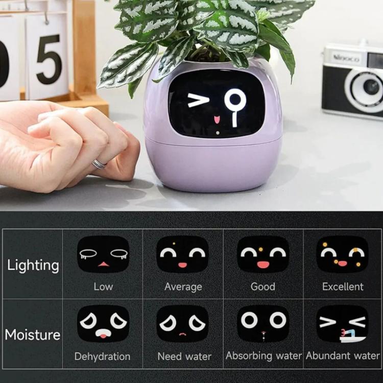 Pot de Plante Intelligent avec Multi-Capteurs, Moniteur de Plante WiFi avec Écran 2 pouces Compatible avec l'Écosystème Mi/Tuya Home