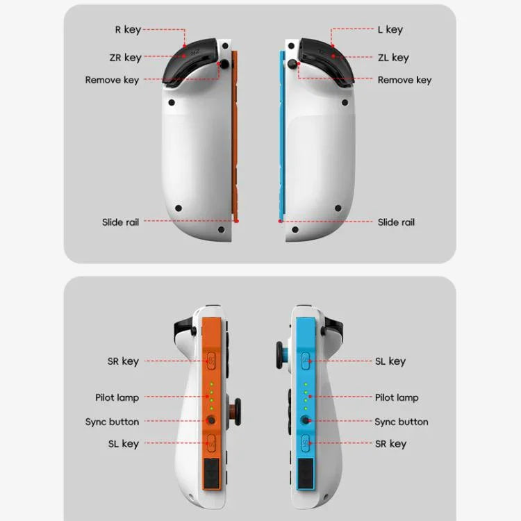 Pour Nintendo Switch JOY-05 Manettes séparées Joysticks à effet Hall TMR, mouvement 6 axes & éclairage RGB