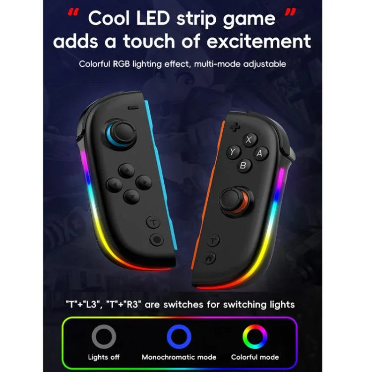 Pour Nintendo Switch JOY-05 Manettes séparées Joysticks à effet Hall TMR, mouvement 6 axes & éclairage RGB