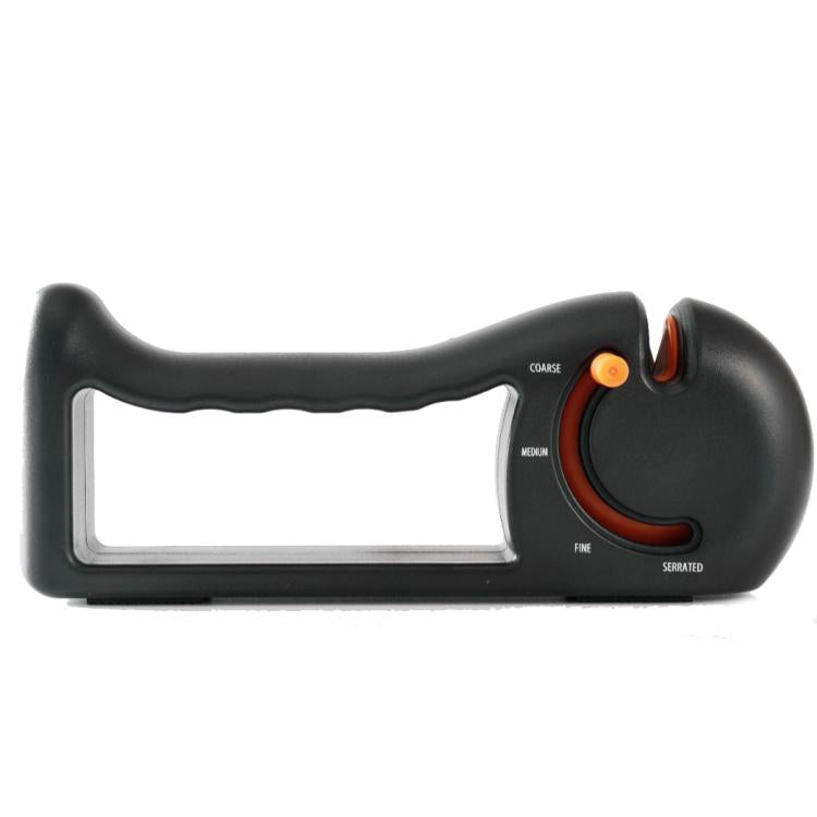 Affûteur rotatif 4-en-1 avec modes Gros/Moyen/Fin/Dentelé pour couteaux de cuisine, ciseaux, outils