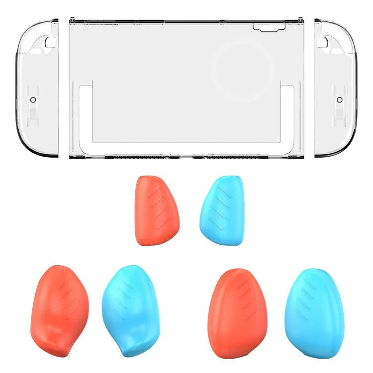 Pour Nintendo Switch 2 Coque de protection en PC cristal design séparé avec 3 tailles de poignées ergonomiques, Clair+ Rouge Bleu, Clair+Vert Bleu, Clair+Noir, Noir Clair+Rouge Bleu, Noir Clair+Vert Bleu, Noir Clair+Noir