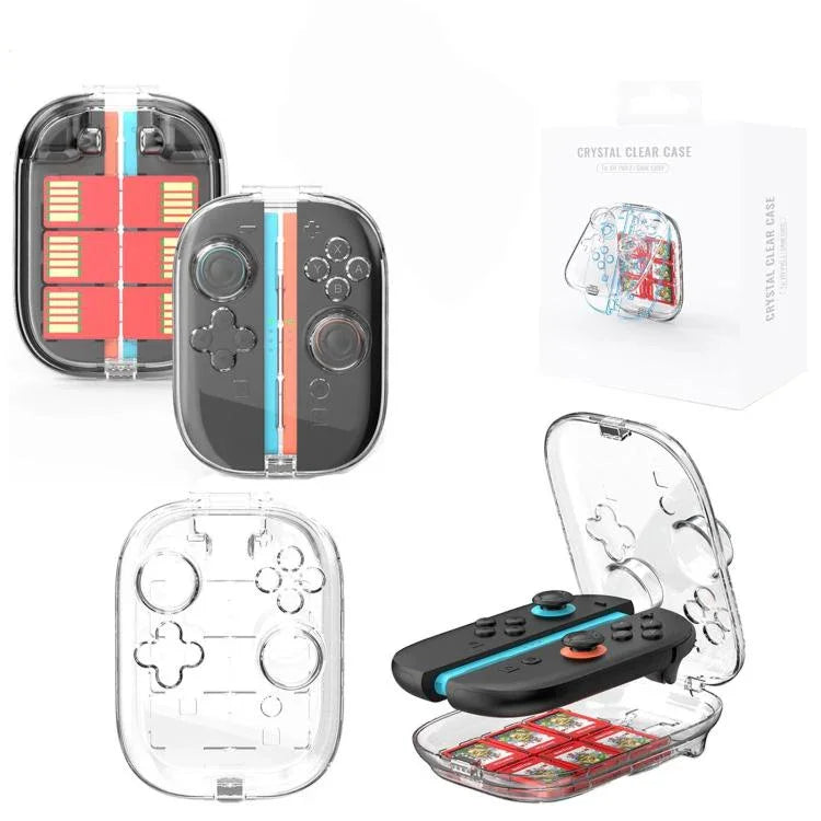 Pour manettes Nintendo Switch 2 Joy-Con, coque rigide transparente avec 6 emplacements de rangement pour cartes de jeu