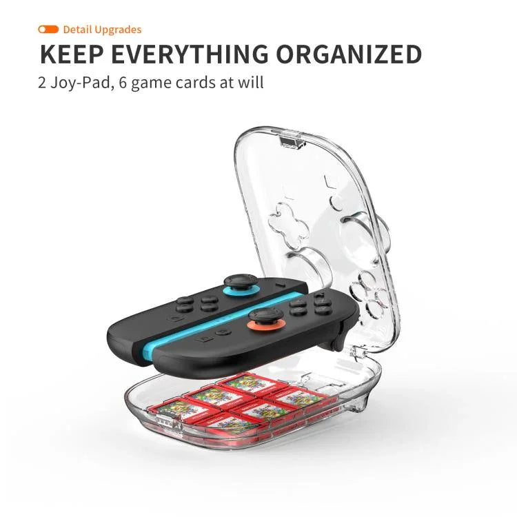 Pour manettes Nintendo Switch 2 Joy-Con, coque rigide transparente avec 6 emplacements de rangement pour cartes de jeu