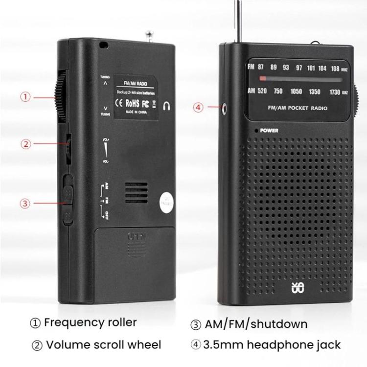 Lecteur radio portable de poche FM/AM à canal complet avec pointeur