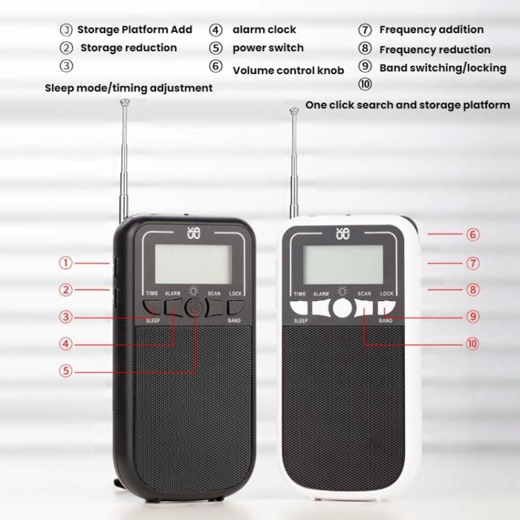 Lecteur radio portable multi-bandes FM/AM/SW à haute sensibilité contrôlé par horloge, pour UE, pour US