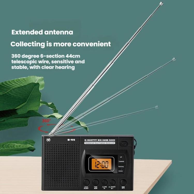 Lecteur radio portable FM/AM/SW à bande complète avec horloge LCD contrôlée, pour UE, pour US