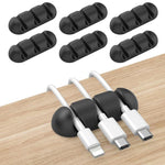 Organisateur de câble en silicone de bureau AhaStyle WE31, 6 pcs, support universel à 3 trous pour câble