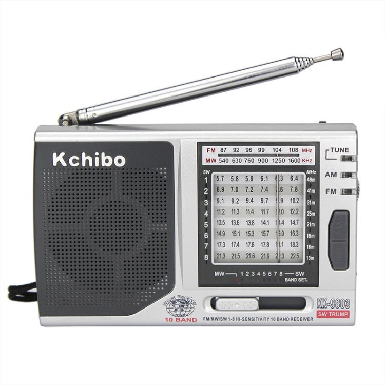 Radio portable Kchibo 10 bandes AM/FM/SW avec haut-parleur haute fidélité, récepteur mini multi-bandes compact, KK-9803