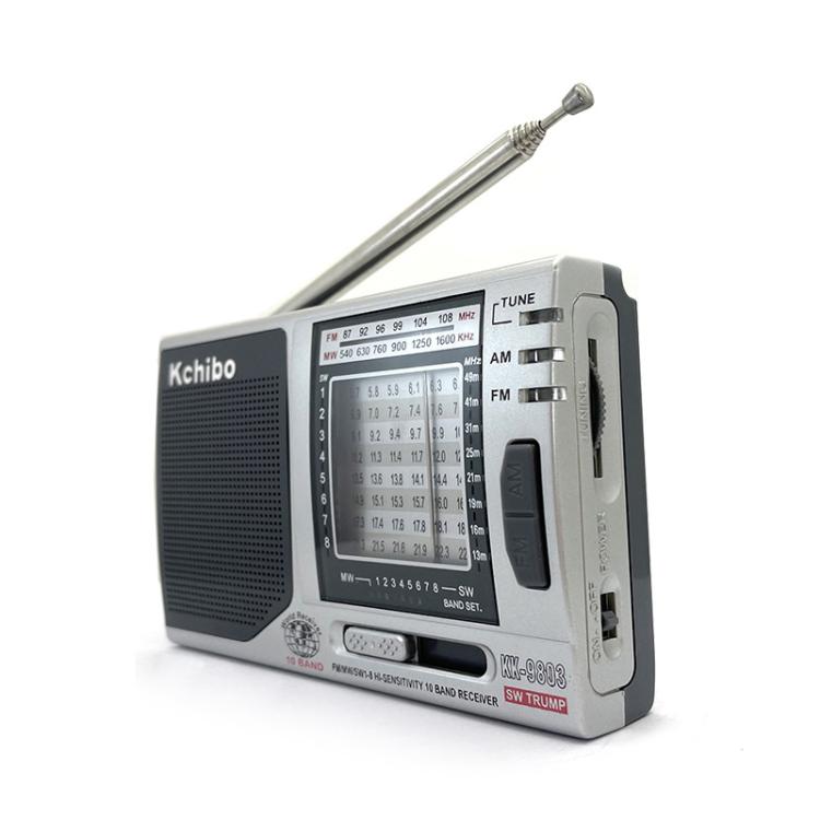 Radio portable Kchibo 10 bandes AM/FM/SW avec haut-parleur haute fidélité, récepteur mini multi-bandes compact, KK-9803