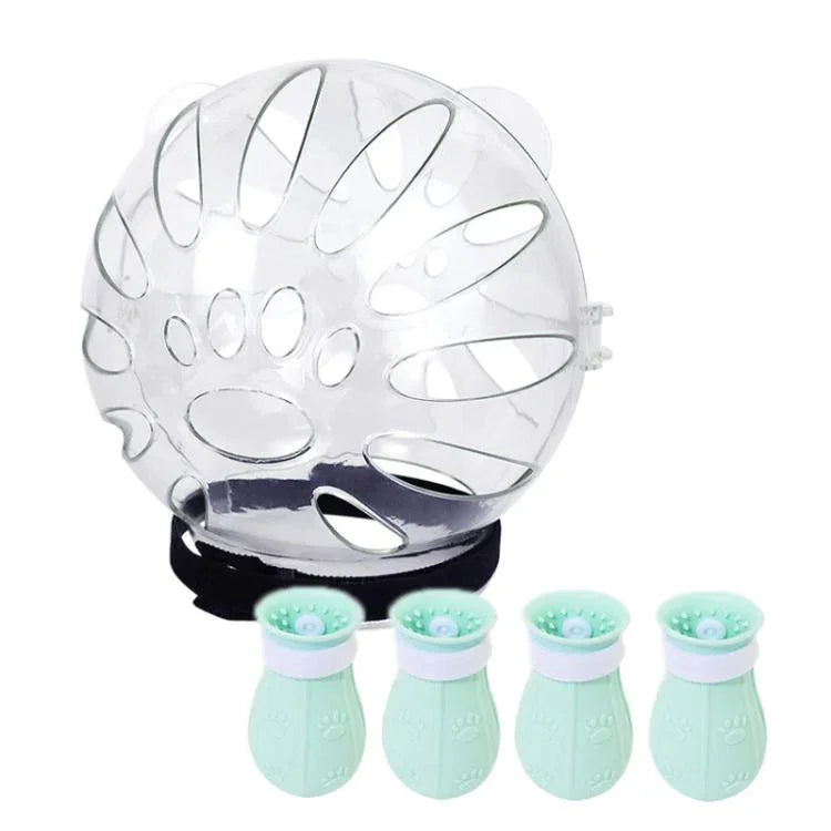 Casque de chat anti-morsure + couvre-pattes de deuxième génération, petit vert clair, petit rose, petit bleu clair, grand vert clair, grand rose, grand bleu clair