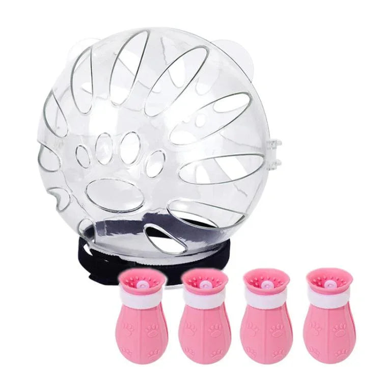 Casque de chat anti-morsure + couvre-pattes de deuxième génération, petit vert clair, petit rose, petit bleu clair, grand vert clair, grand rose, grand bleu clair