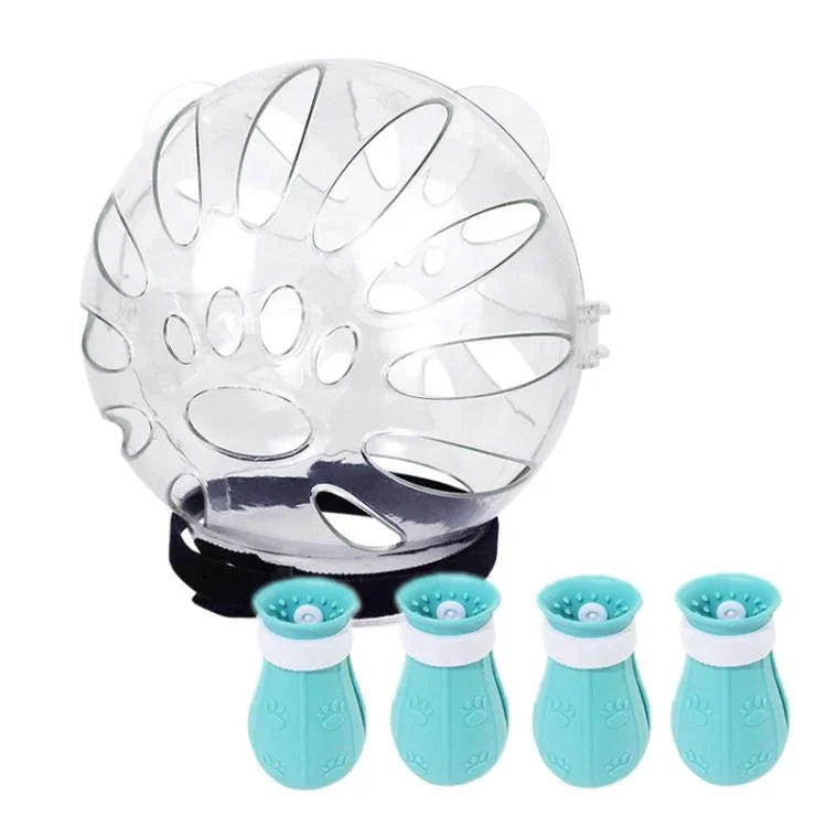 Casque de chat anti-morsure + couvre-pattes de deuxième génération, petit vert clair, petit rose, petit bleu clair, grand vert clair, grand rose, grand bleu clair