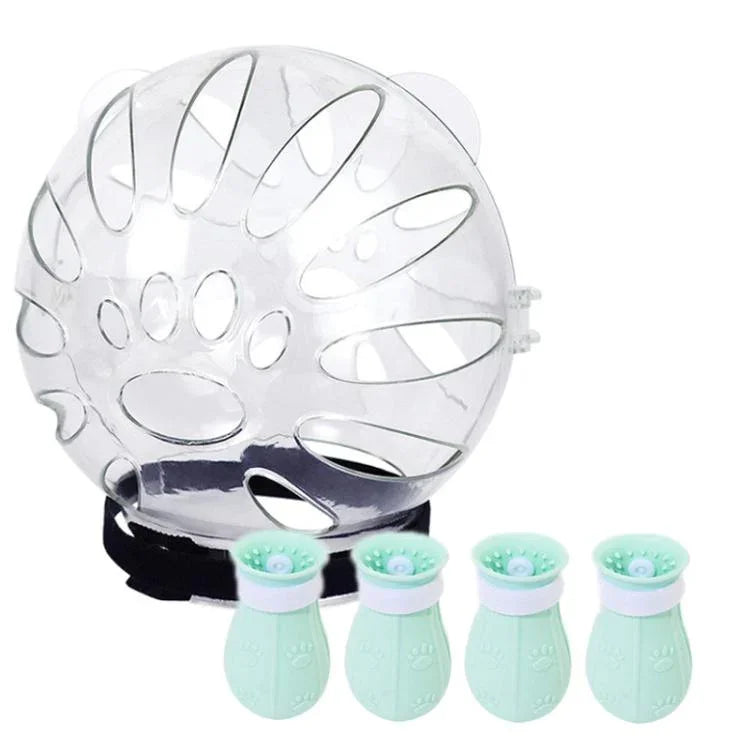 Casque de chat anti-morsure + couvre-pattes de deuxième génération, petit vert clair, petit rose, petit bleu clair, grand vert clair, grand rose, grand bleu clair