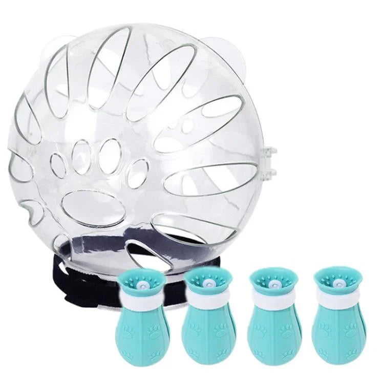 Casque de chat anti-morsure + couvre-pattes de deuxième génération, petit vert clair, petit rose, petit bleu clair, grand vert clair, grand rose, grand bleu clair