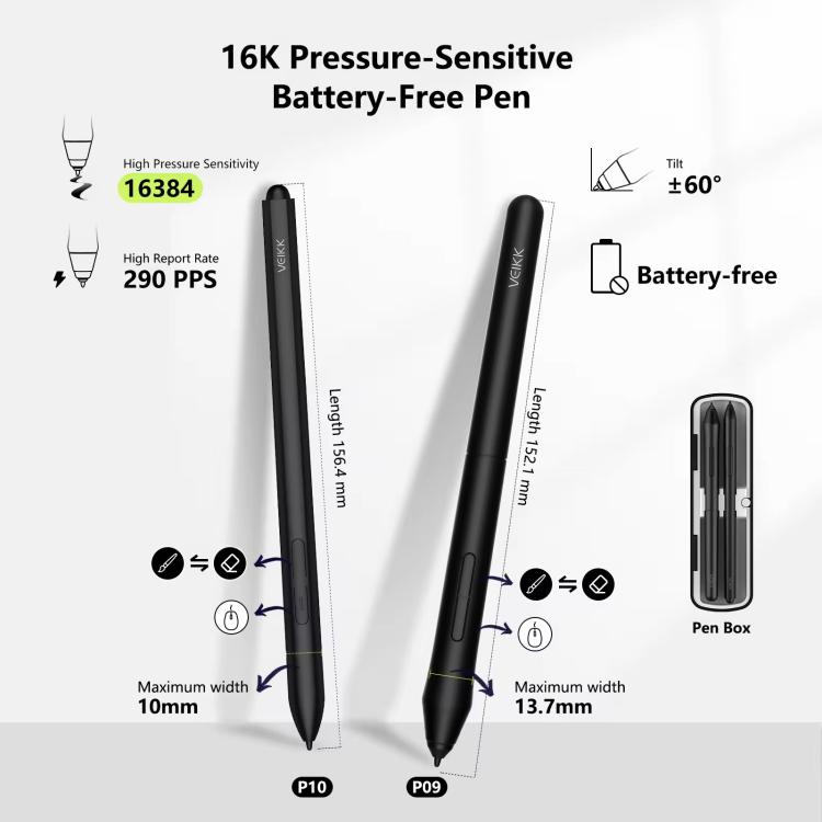 Écran de dessin numérique VEIKK VK1600 de 15,6 pouces, écran de dessin électronique compatible avec les téléphones mobiles