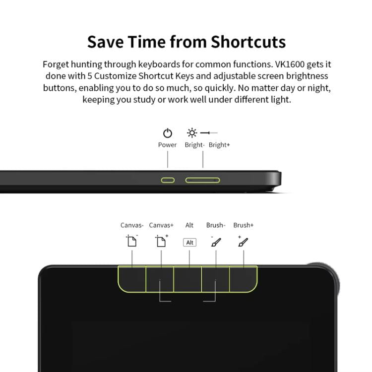 Écran de dessin numérique VEIKK VK1600 de 15,6 pouces, écran de dessin électronique compatible avec les téléphones mobiles