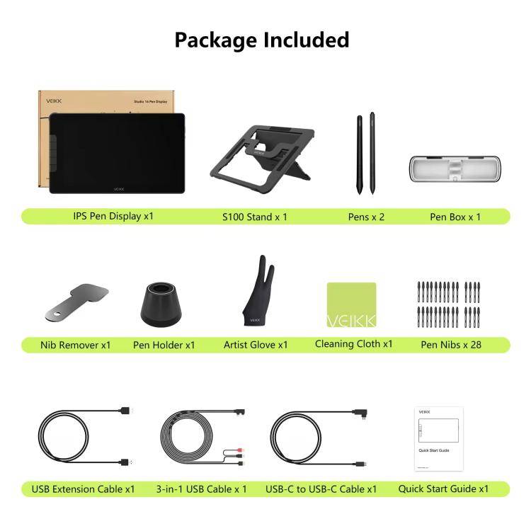 Écran de dessin numérique VEIKK VK1600 de 15,6 pouces, écran de dessin électronique compatible avec les téléphones mobiles
