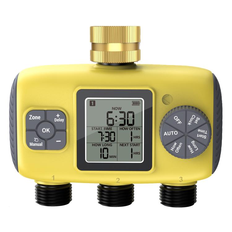 Contrôleur d'arrosage automatique intelligent extérieur avec minuterie d'irrigation à trois voies, norme UK, norme US