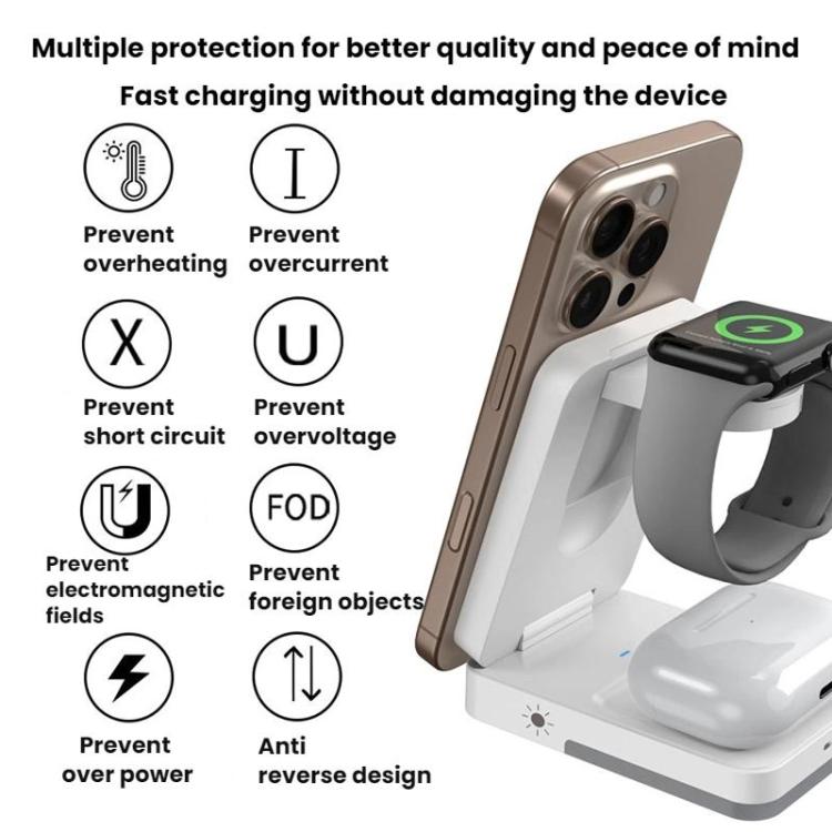 Chargeur sans fil vertical magnétique 3 en 1 G12 pour iPhone / AirPods / Apple Watch