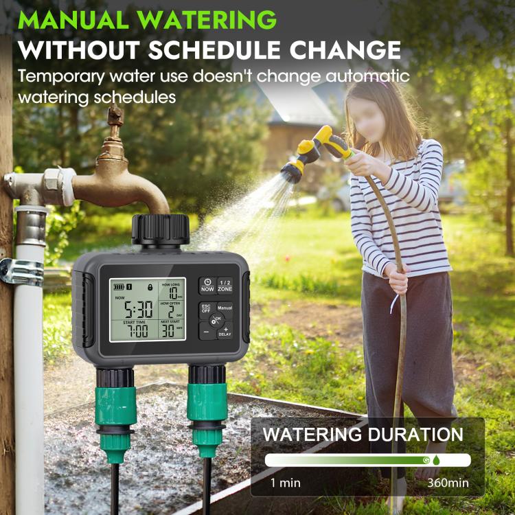 Minuterie d'arrosage intelligente à double sortie Contrôleur d'irrigation automatique, norme UK, norme US