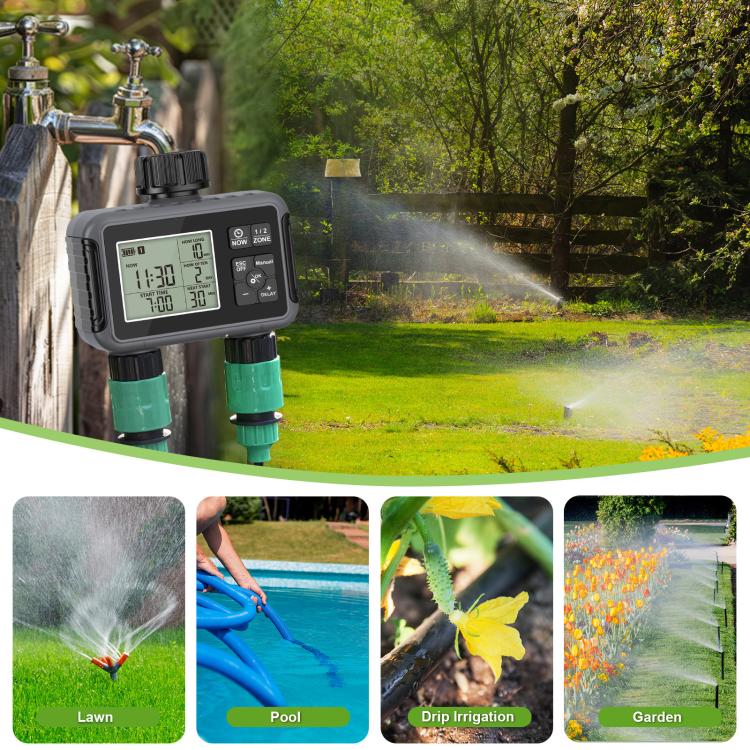 Minuterie d'arrosage intelligente à double sortie Contrôleur d'irrigation automatique, norme UK, norme US