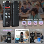 Enregistreur vocal numérique portable HD à réduction de bruit activé par la voix pour conférences, 64 Go, 128 Go