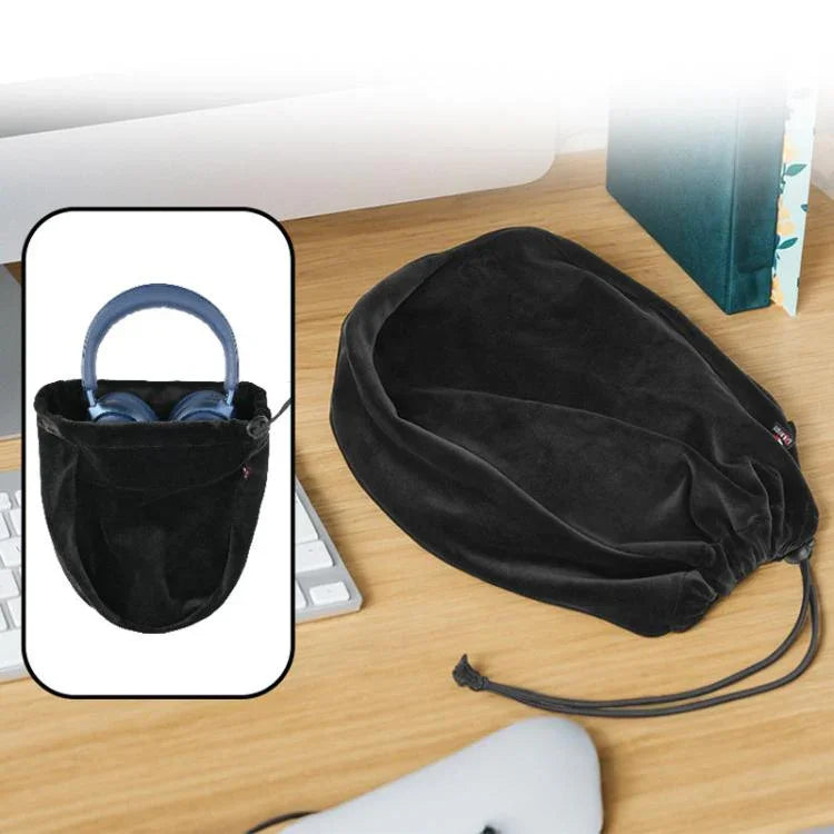 Étui de rangement universel pour casque, sac à cordon anti-poussière avec peluche courte ultra-douce, sac à cordon