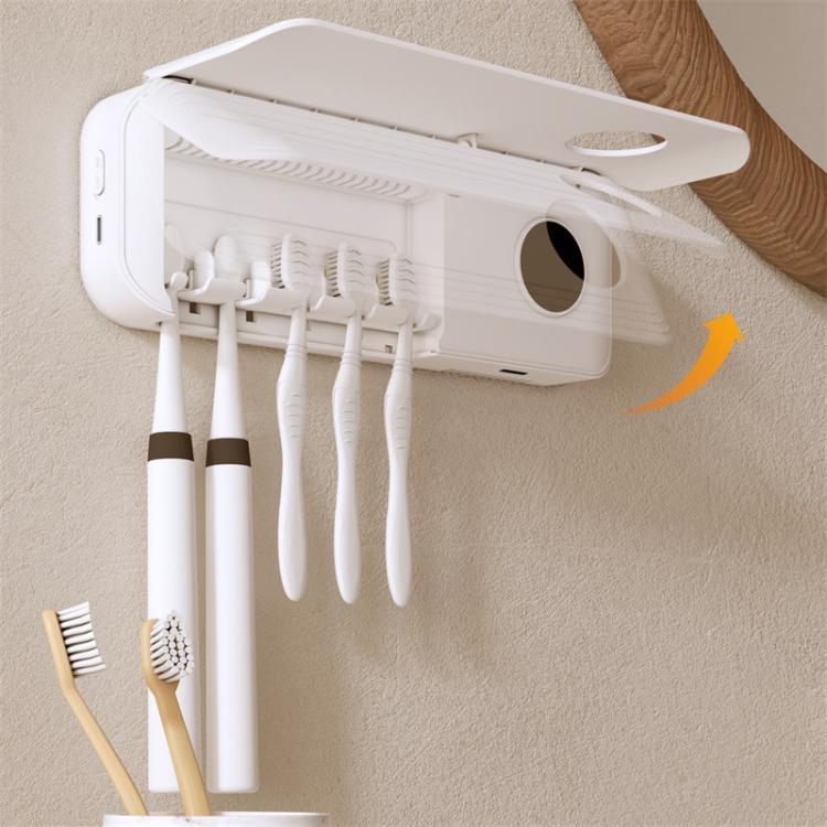 Support de rangement stérilisateur UV automatique pour brosses à dents avec couvercle à rabat et séchage
